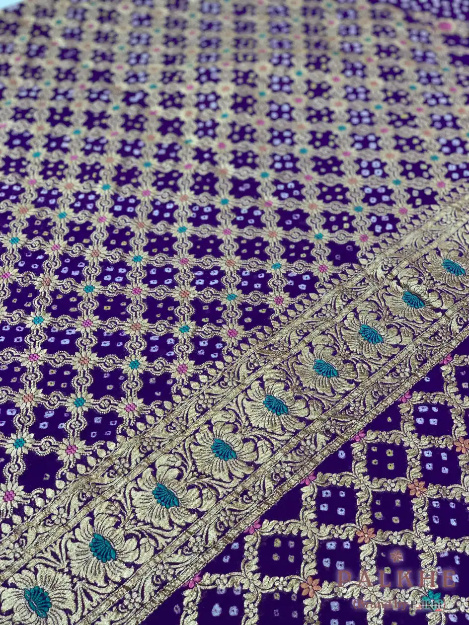 Purple Bandhej Meenakari Jaal in Pure Georgette