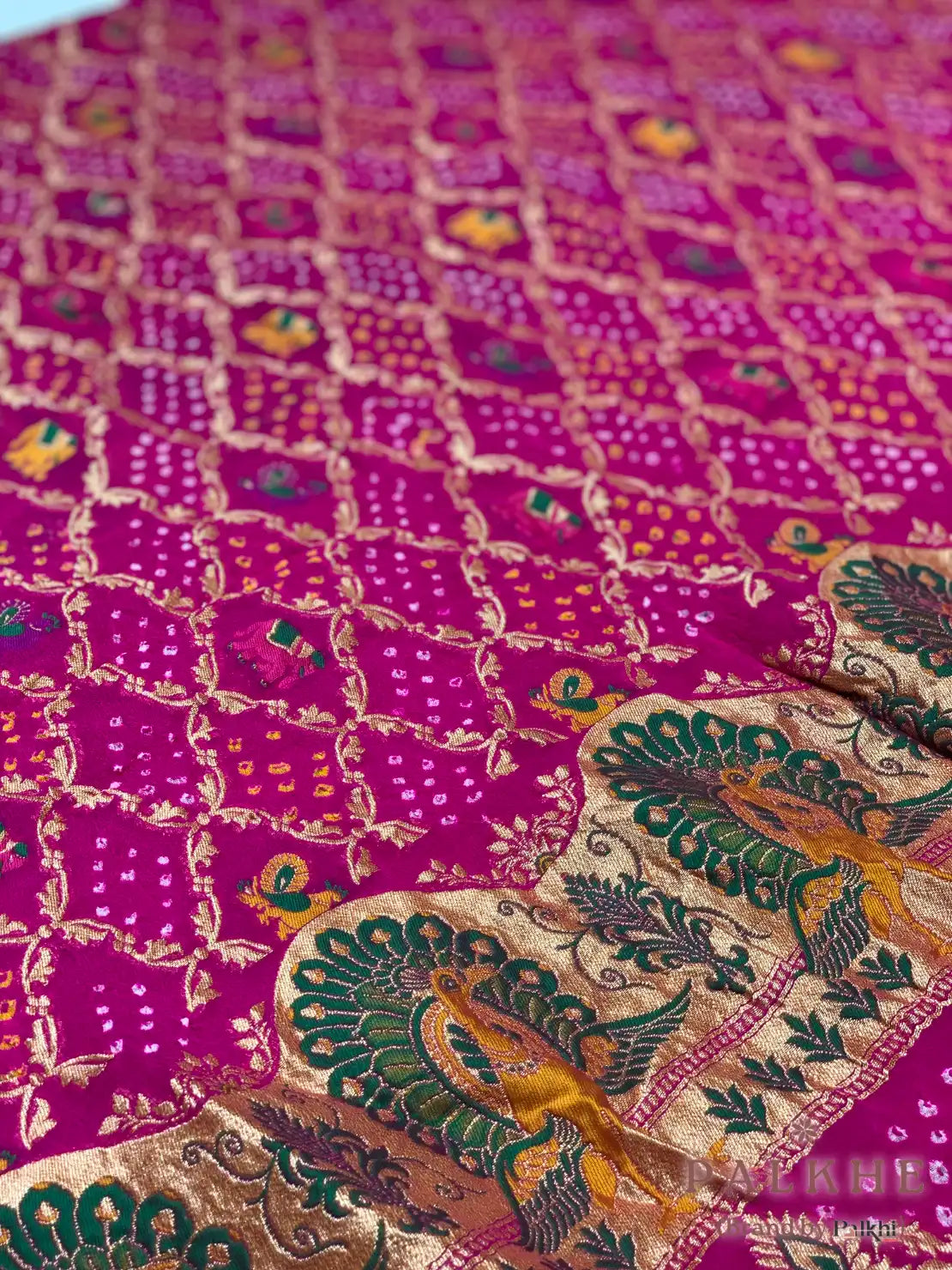Rani Pink Rai Bandhej in Pure Georgette