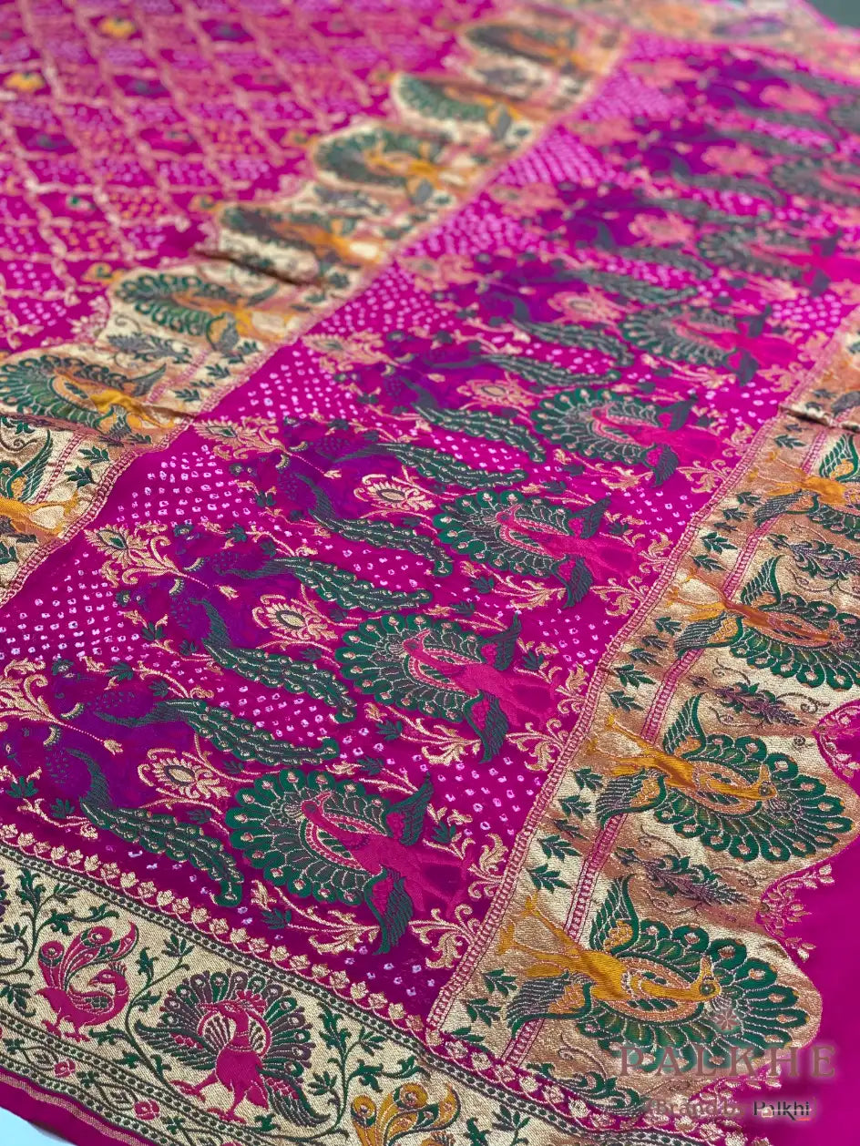 Rani Pink Rai Bandhej in Pure Georgette