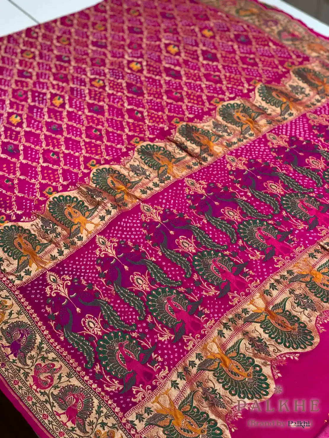 Rani Pink Rai Bandhej in Pure Georgette