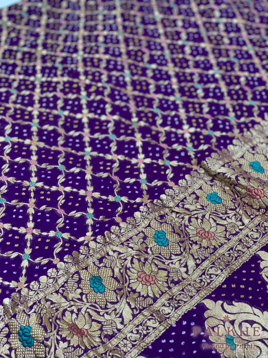 Purple Bandhej in Pure Georgette