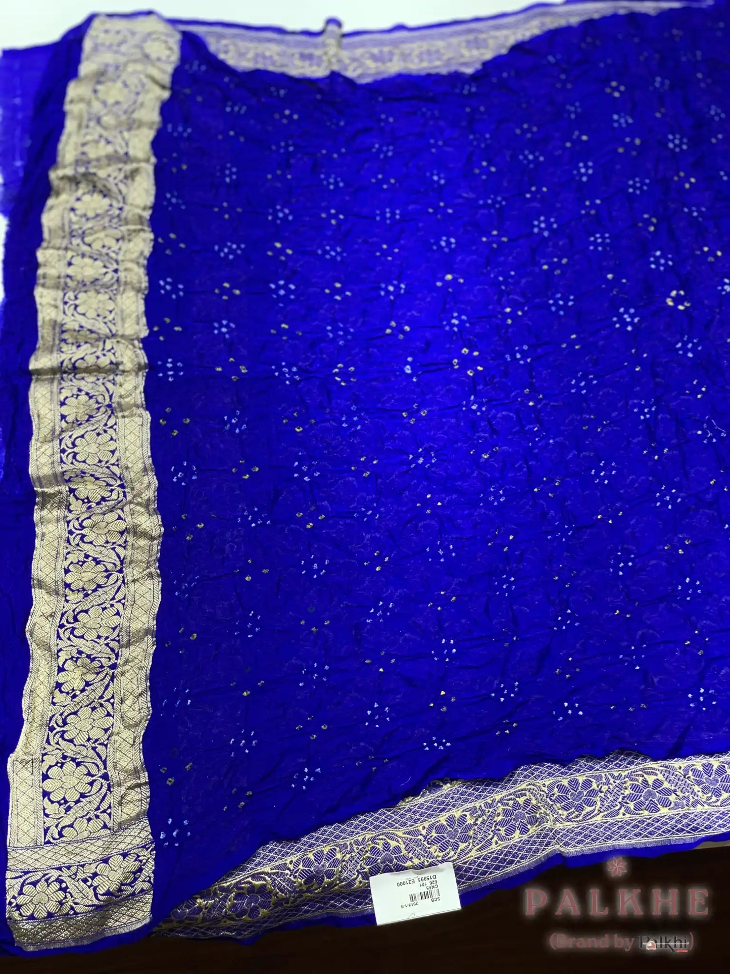 Royal Blue Bandhej in Pure Georgette