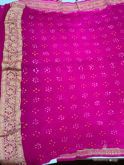 Yellow & Pink Bandhej in Pure Georgette