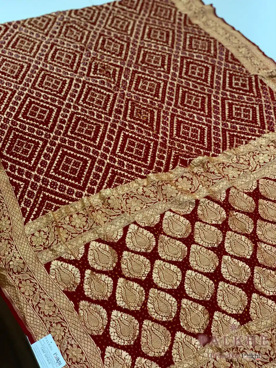 Maroon Bandhej in Pure Georgette