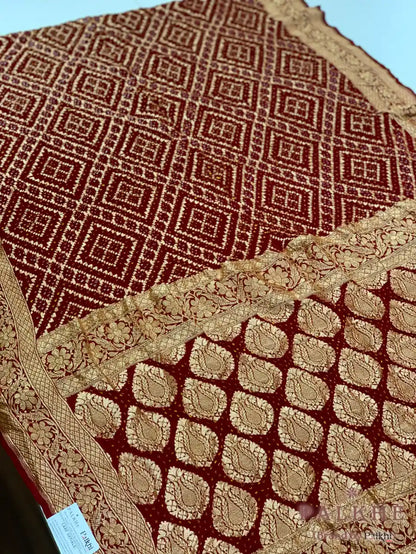 Maroon Bandhej in Pure Georgette