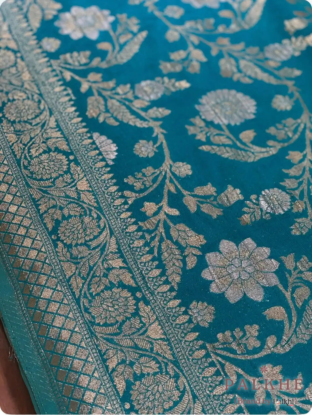 Blue Banarasi Floral Jaal in Georgette