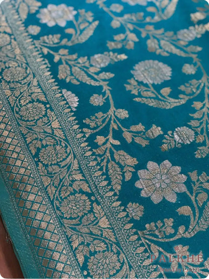 Blue Banarasi Floral Jaal in Georgette