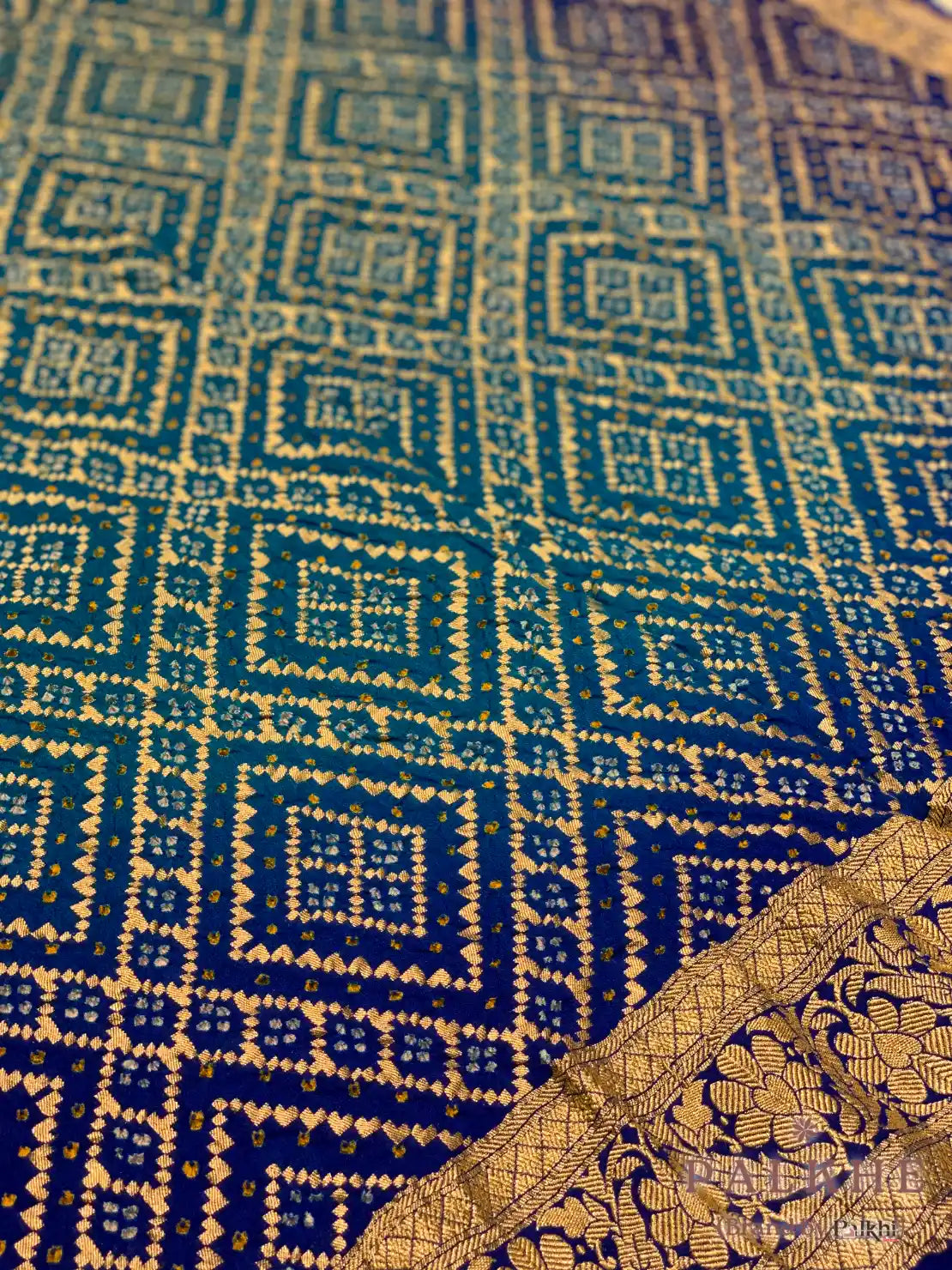 Blue & Royal Blue Bandhej in Pure Georgette