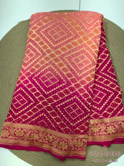 Baby Pink & Rani Pink Bandhej in Pure Georgette