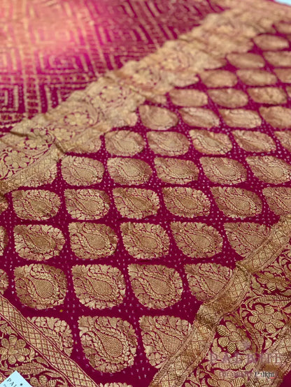 Baby Pink & Rani Pink Bandhej in Pure Georgette