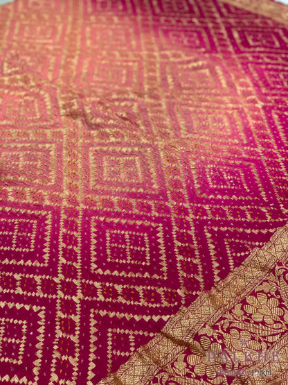 Baby Pink & Rani Pink Bandhej in Pure Georgette
