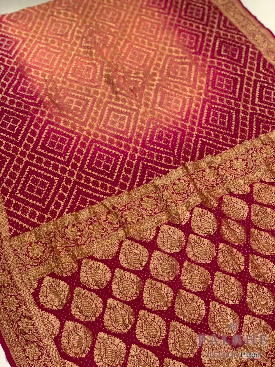 Baby Pink & Rani Pink Bandhej in Pure Georgette