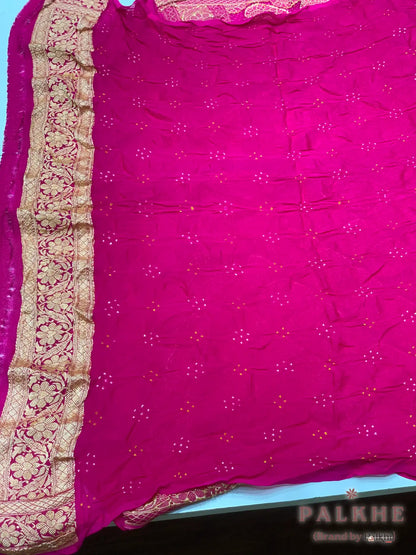 Baby Pink & Rani Pink Bandhej in Pure Georgette