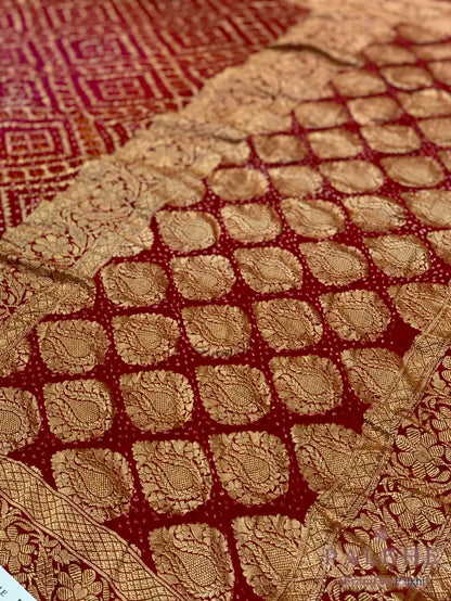 Pink & Maroon Bandhej in Pure Georgette