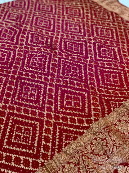 Pink & Maroon Bandhej in Pure Georgette