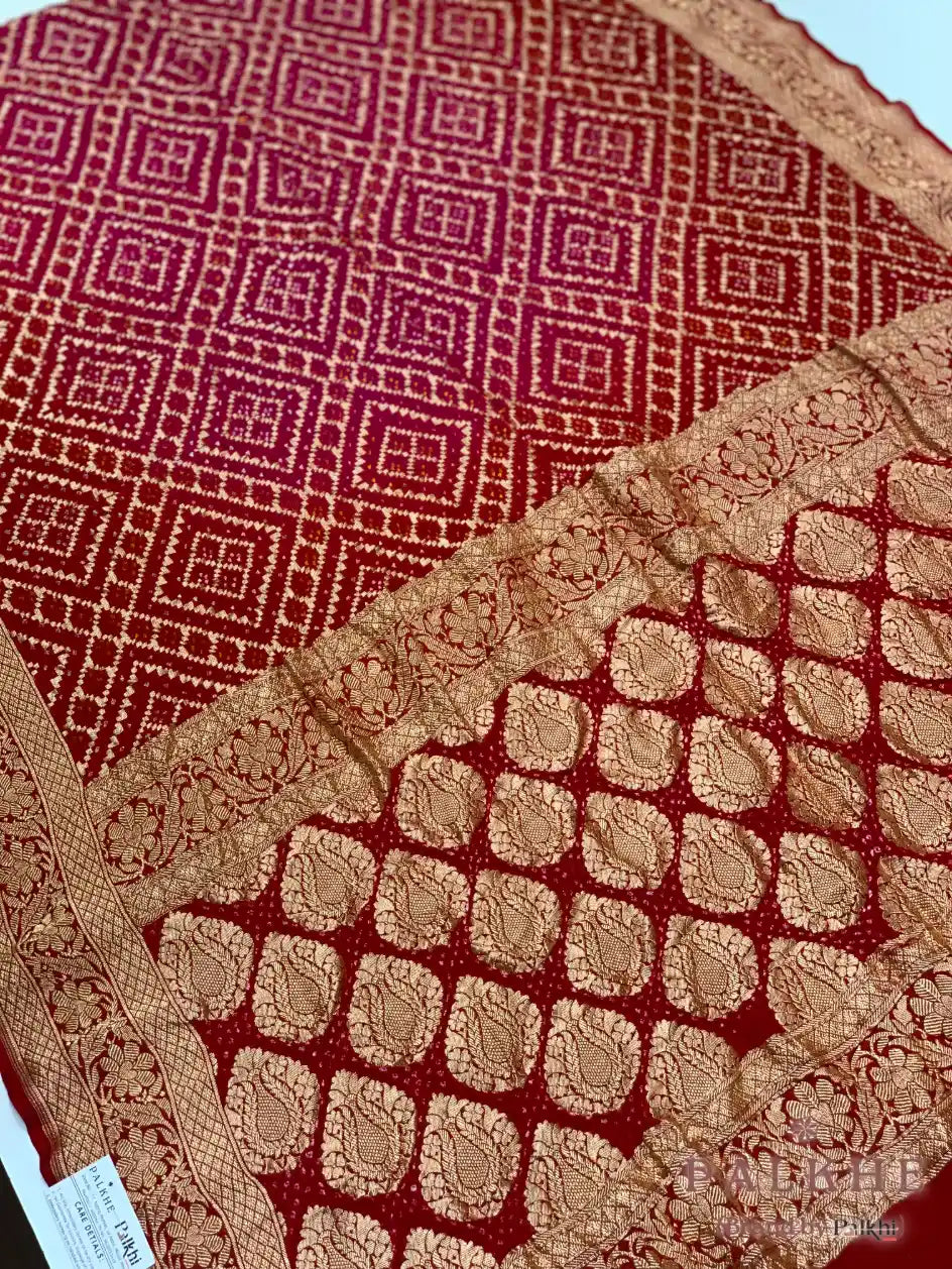 Pink & Maroon Bandhej in Pure Georgette
