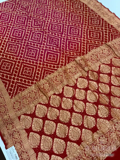 Pink & Maroon Bandhej in Pure Georgette