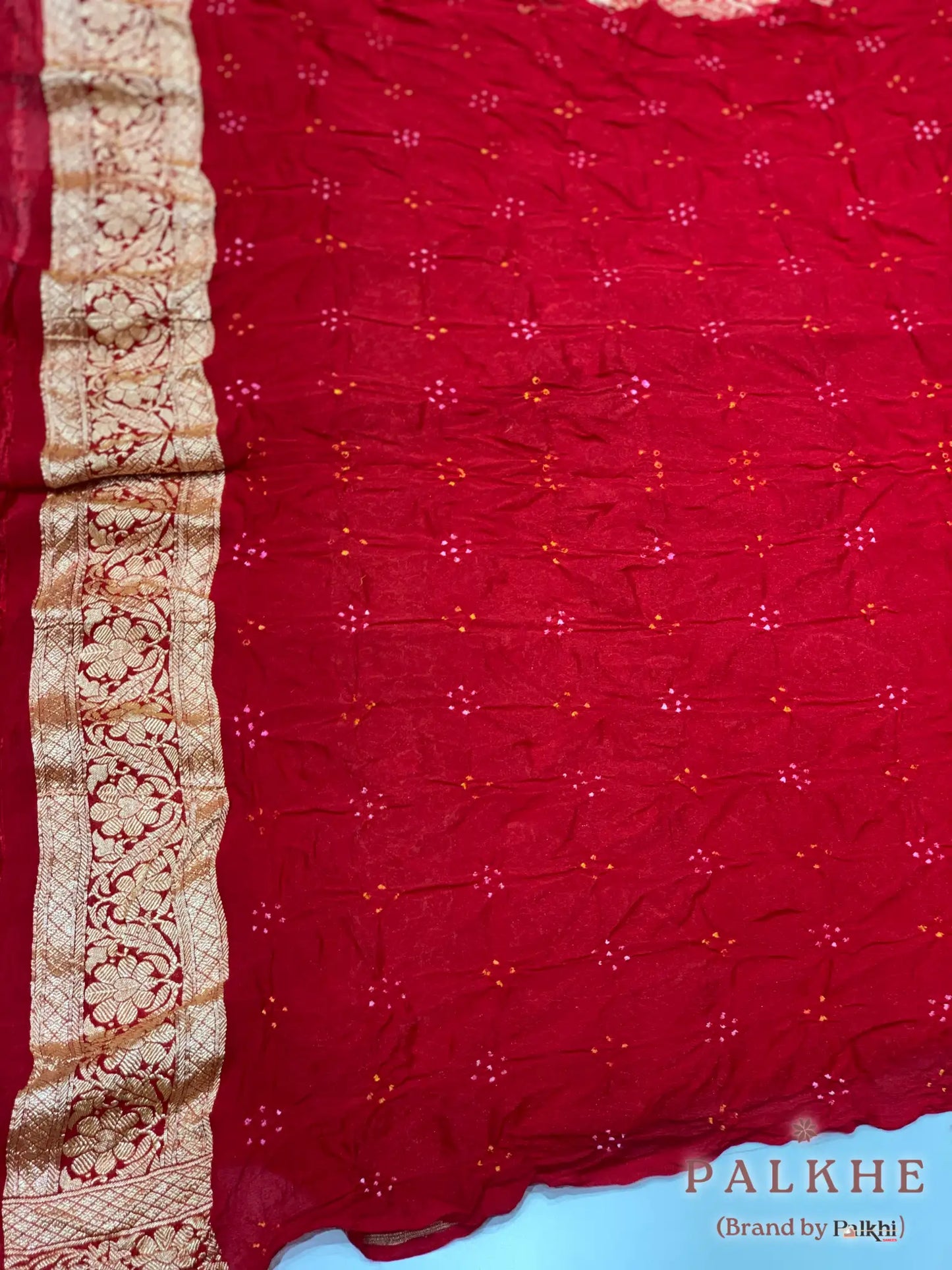 Pink & Maroon Bandhej in Pure Georgette