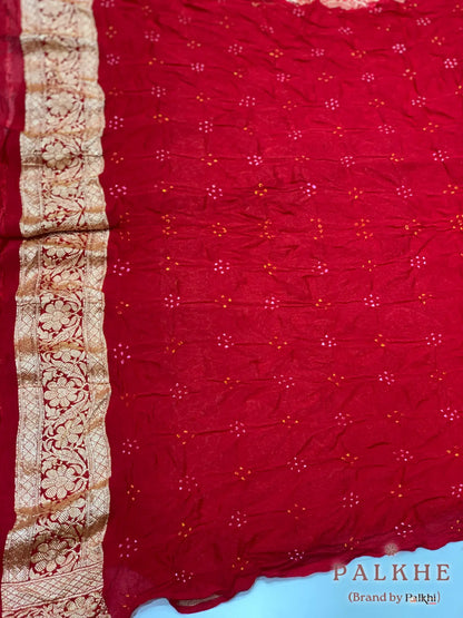 Pink & Maroon Bandhej in Pure Georgette