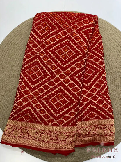 Orange Bandhej in Pure Georgette