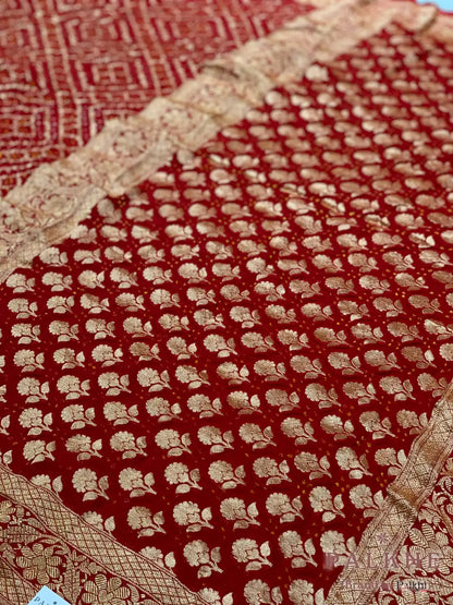 Orange Bandhej in Pure Georgette