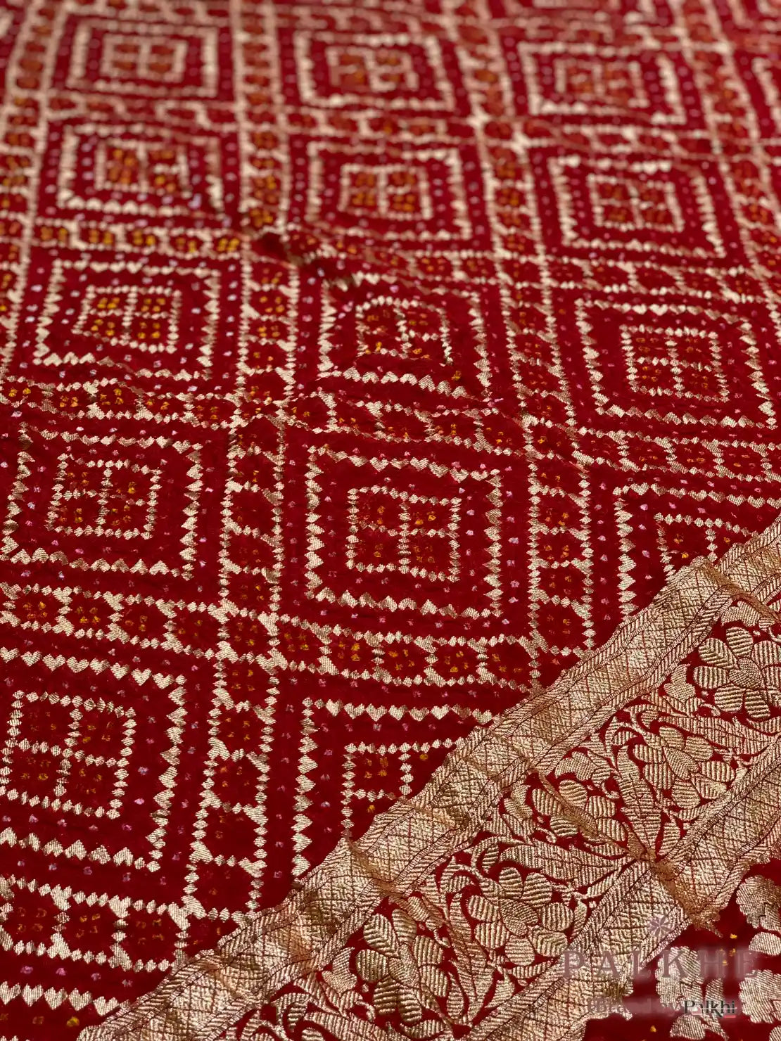 Orange Bandhej in Pure Georgette