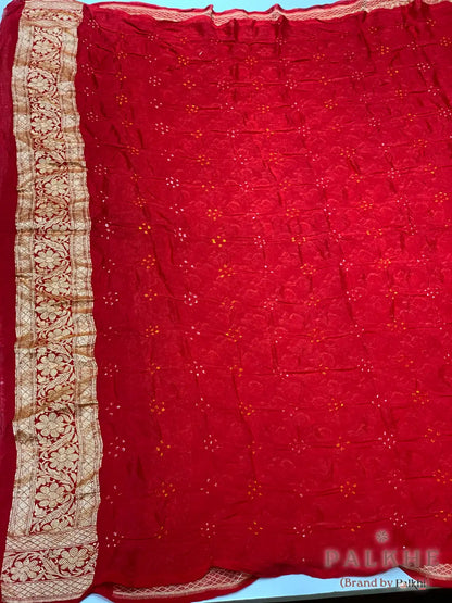 Orange Bandhej in Pure Georgette