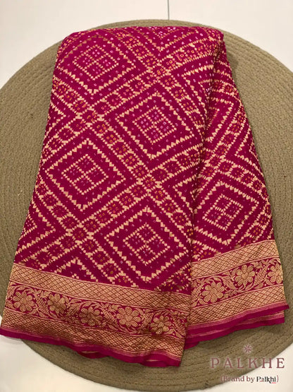 Pink Bandhej in Pure Georgette
