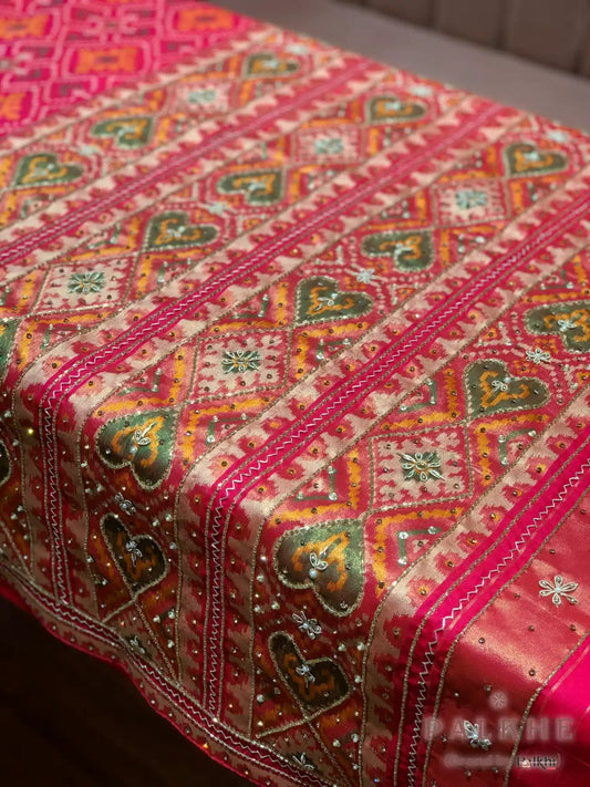 Pink Patola Silk x Hand Embroidery
