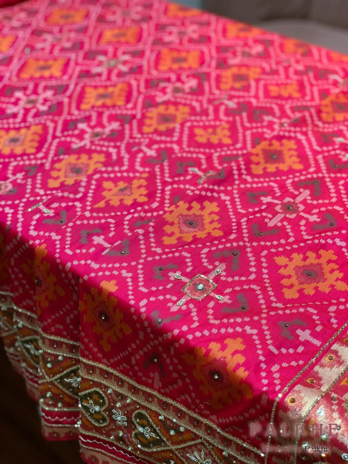 Pink Patola Silk x Hand Embroidery