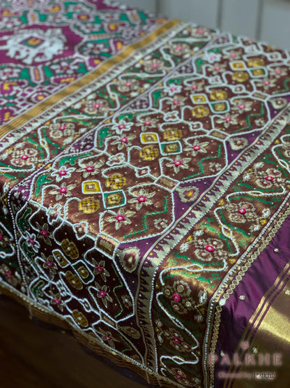 Purple Silk Patola x Hand Embroidery