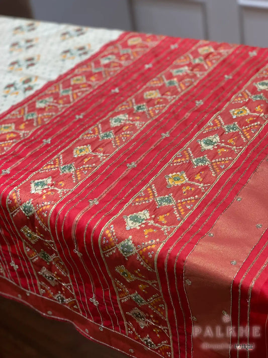 Cream Pure Silk Patola x Hand Embroidery