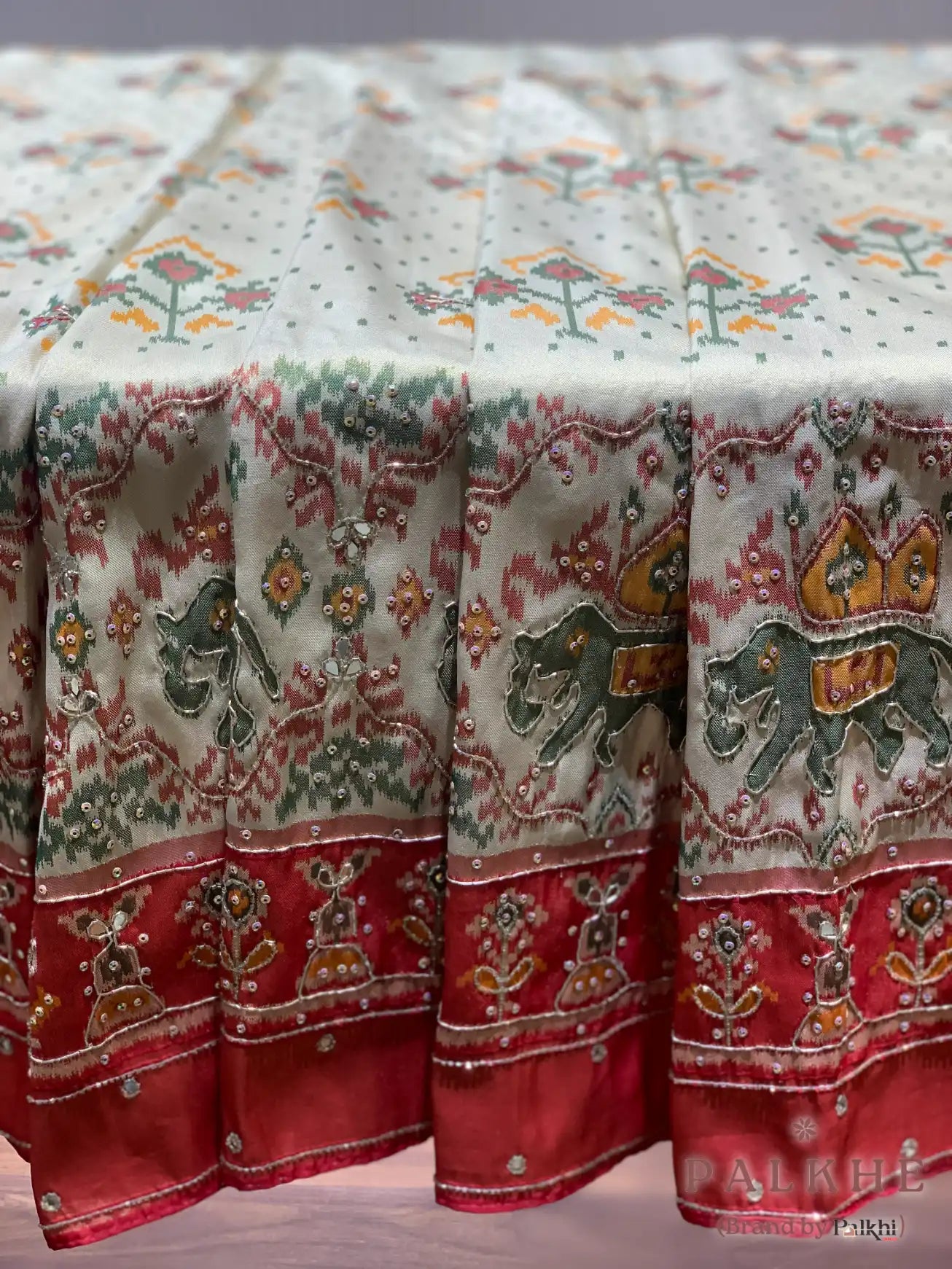 Cream Pure Silk Patola x Hand Embroidery