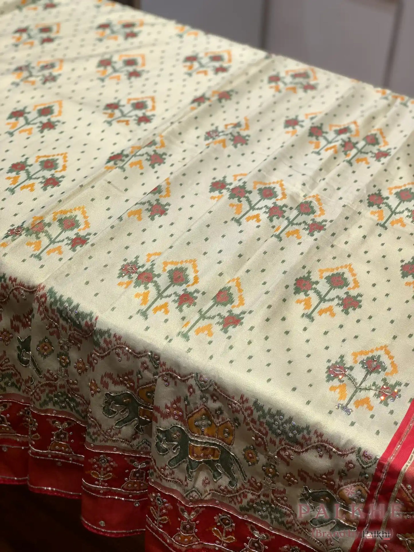 Cream Pure Silk Patola x Hand Embroidery