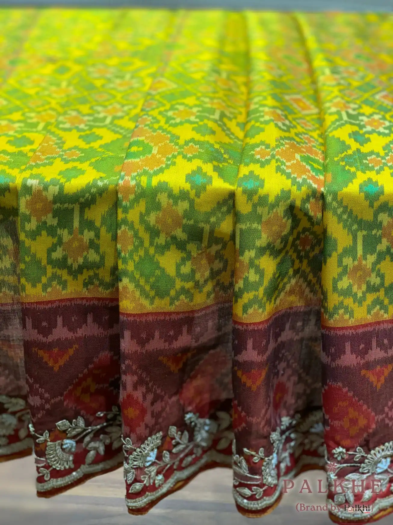 Yellow Silk Patola x Hand Embroidery