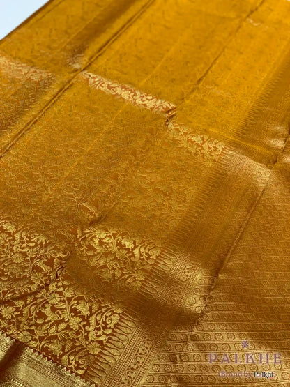 Rust Orange Kanjivaram Floral Jaal in Pure Silk