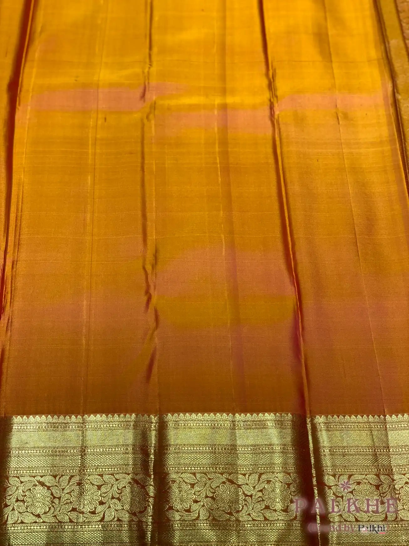 Rust Orange Kanjivaram Floral Jaal in Pure Silk