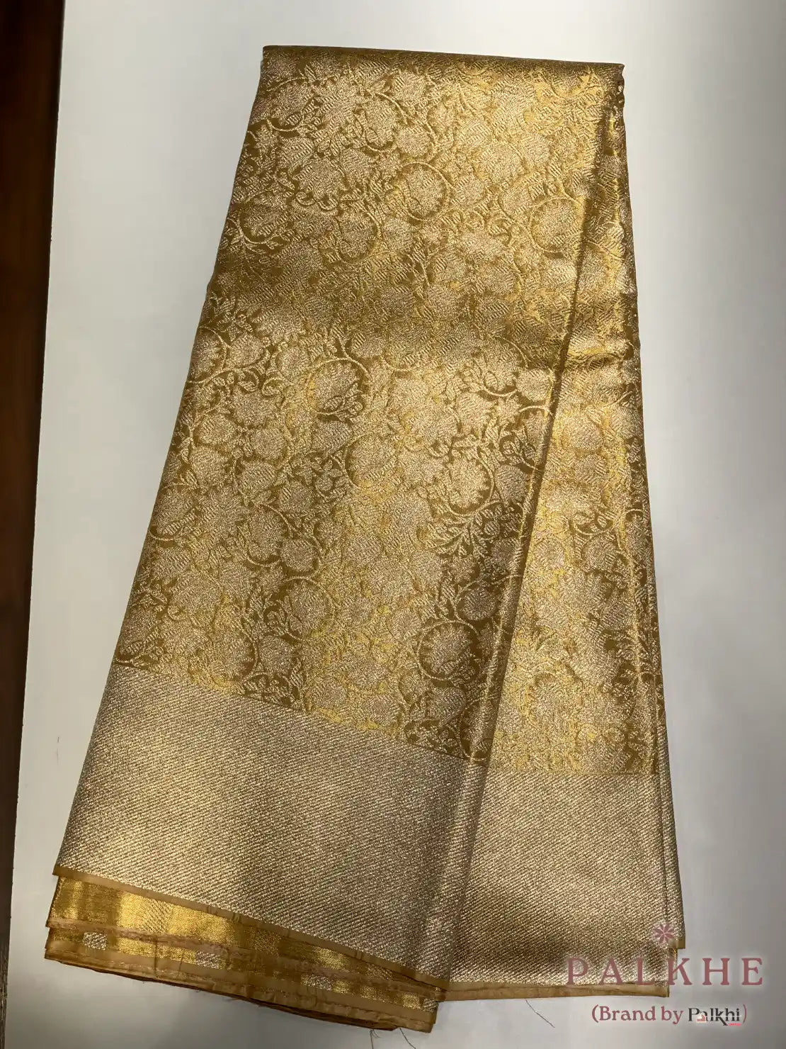 Gold Kanjivaram Floral Jaal in Pure Silk