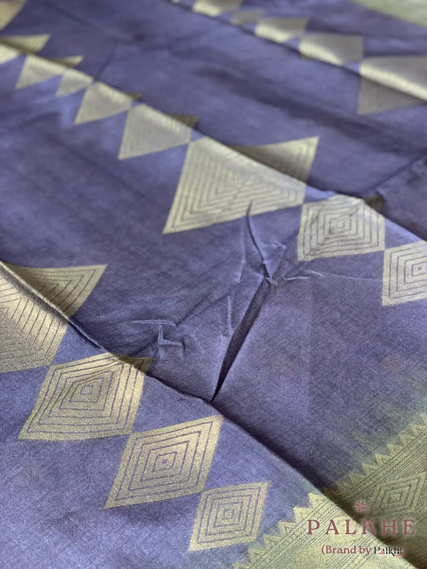 Violet Tussar Silk Geometric