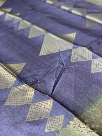 Violet Tussar Silk Geometric