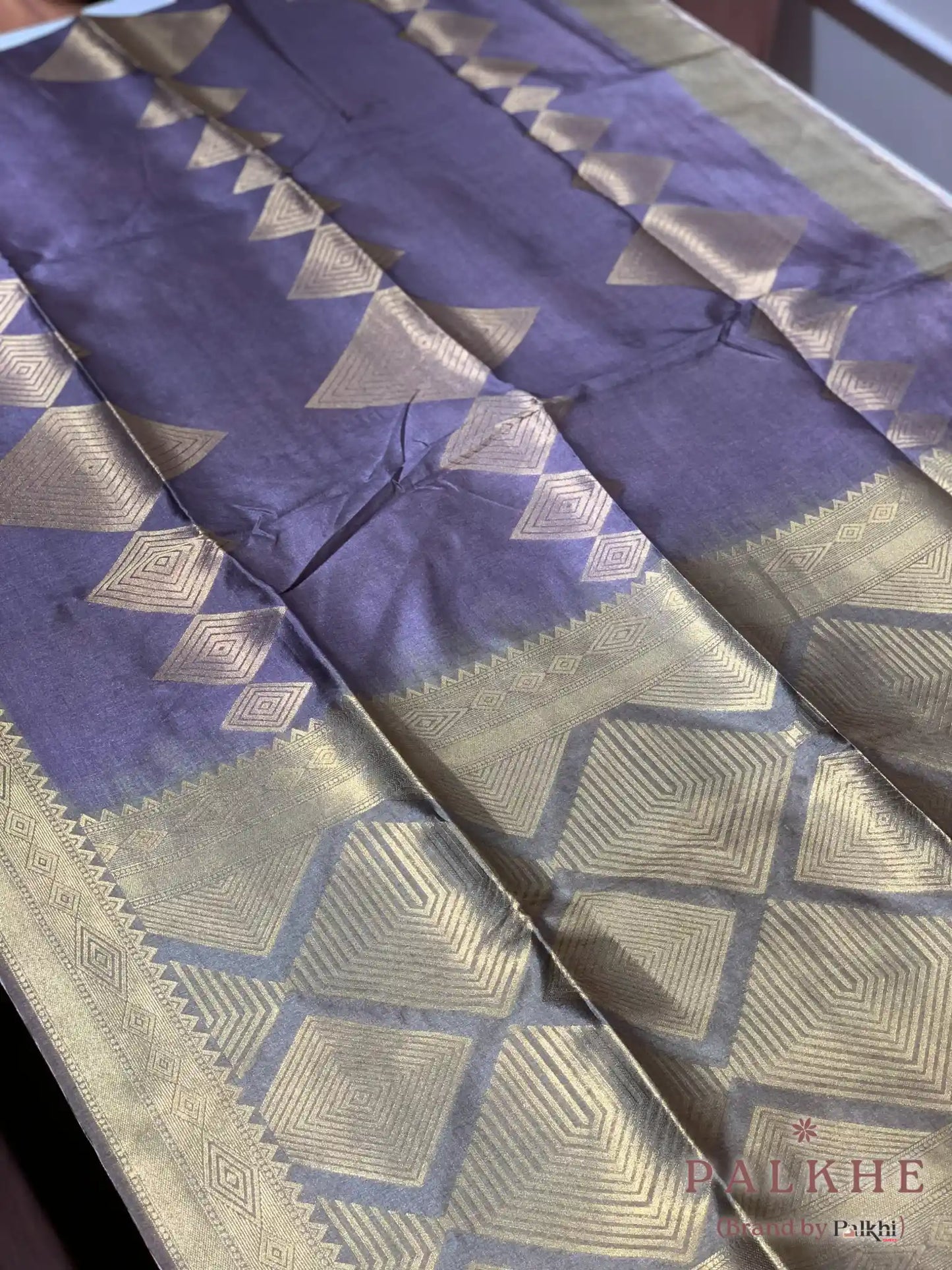 Violet Tussar Silk Geometric