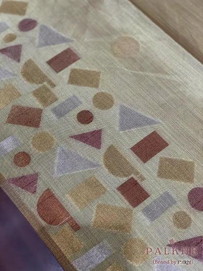 Mint Green Tussar Silk Geometric