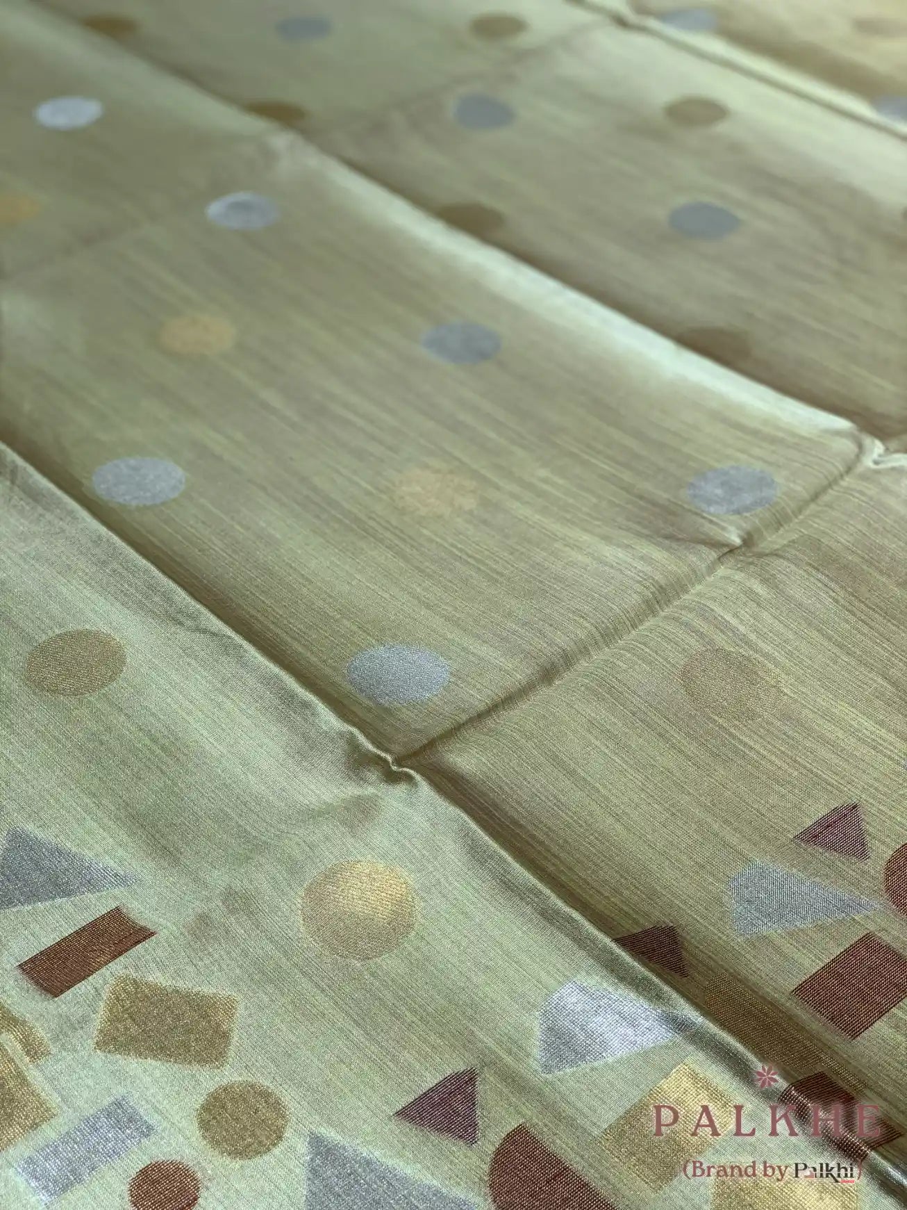 Mint Green Tussar Silk Geometric