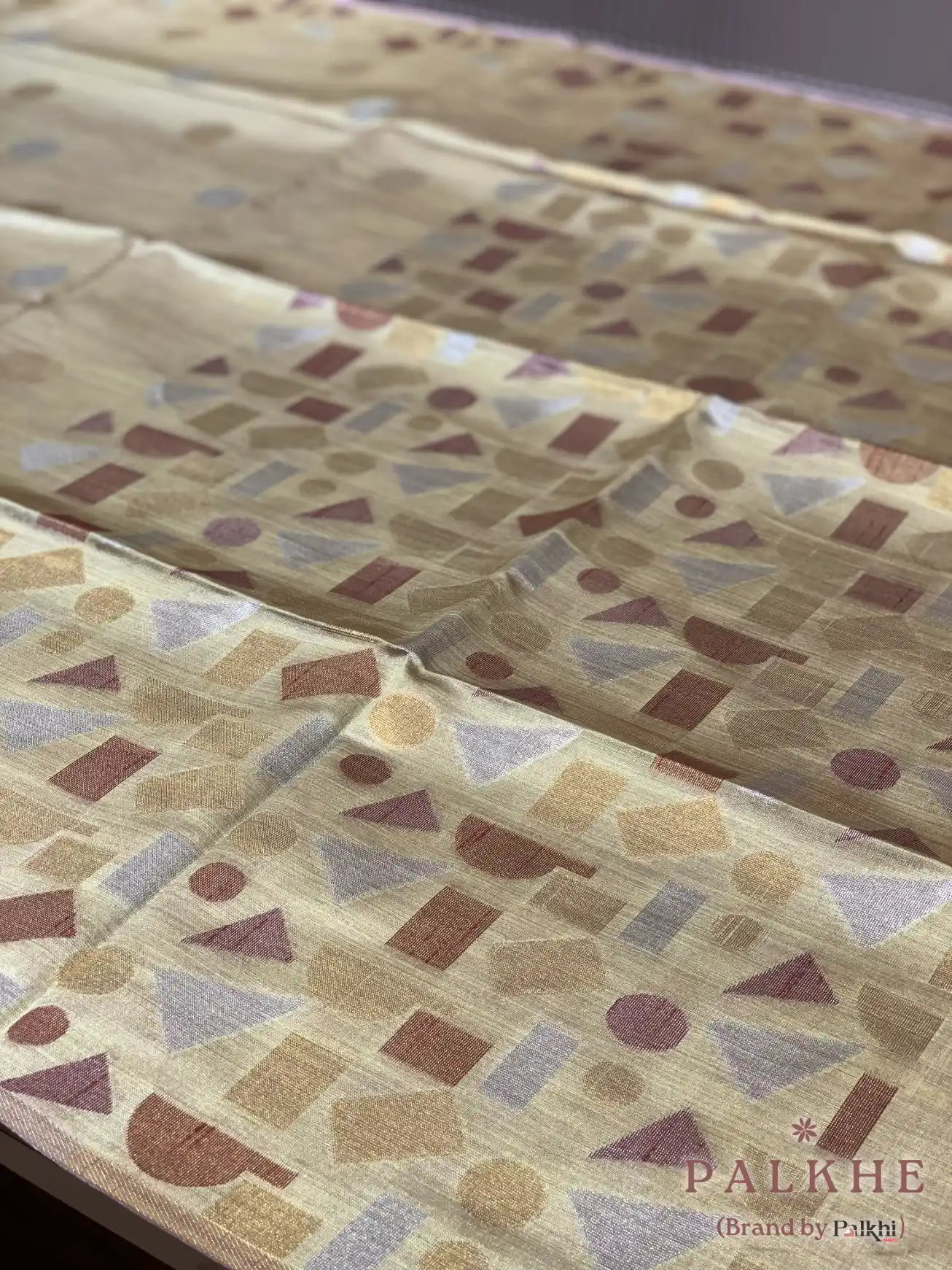 Mint Green Tussar Silk Geometric