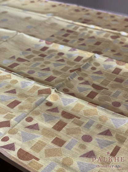 Mint Green Tussar Silk Geometric