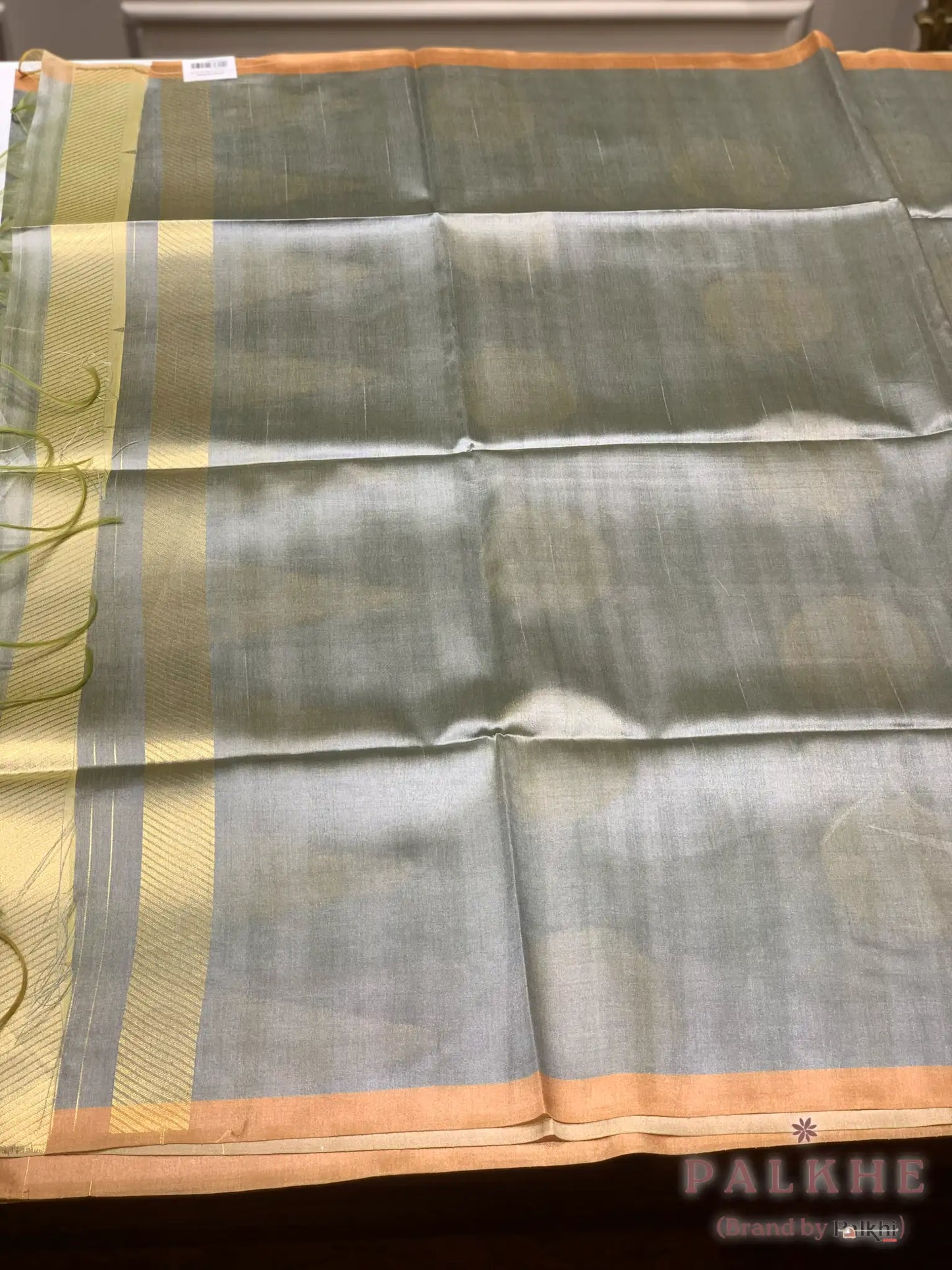 Aqua Blue Tussar Silk Geometric