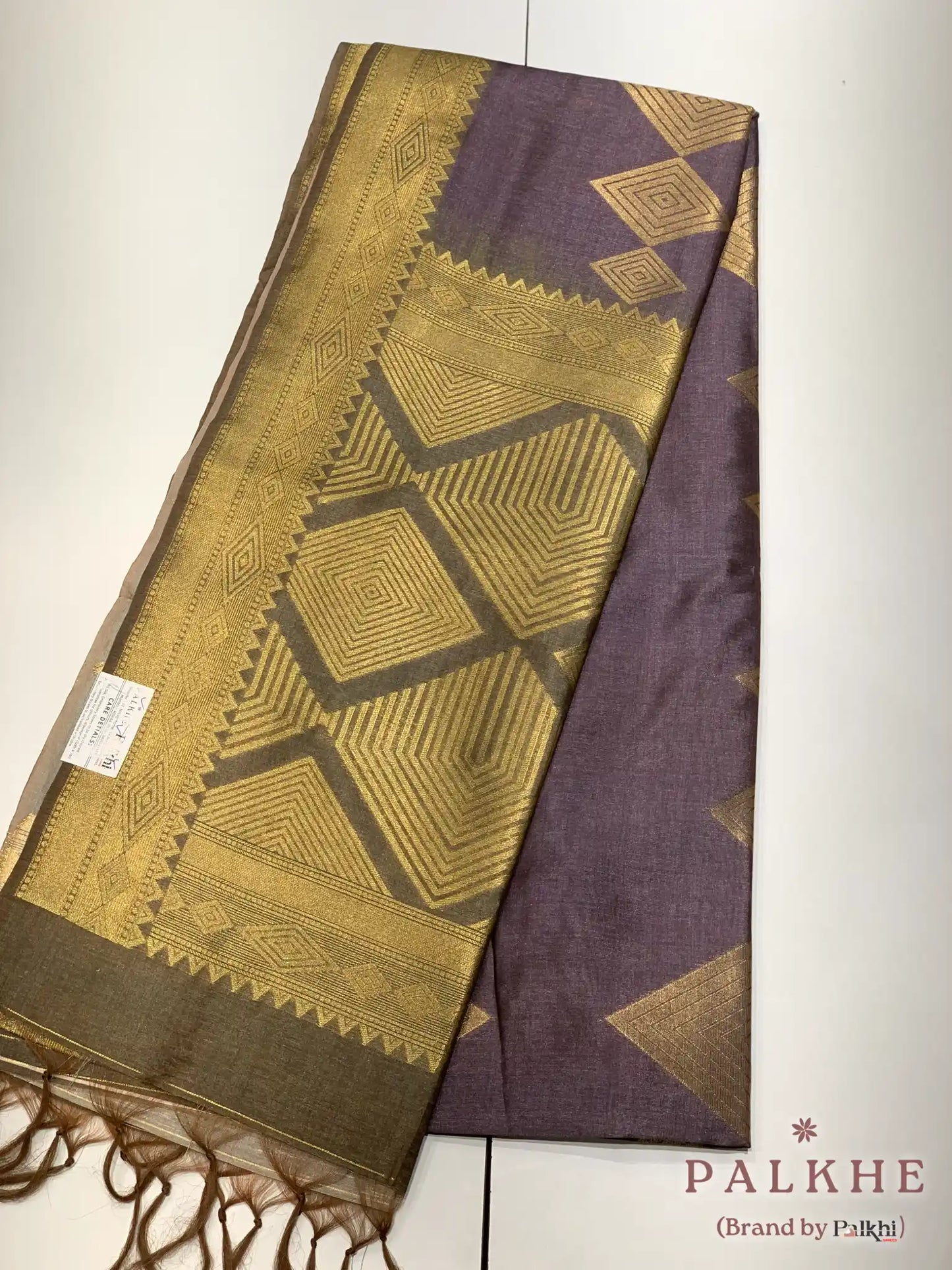 Violet Tussar Silk Geometric