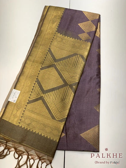 Violet Tussar Silk Geometric