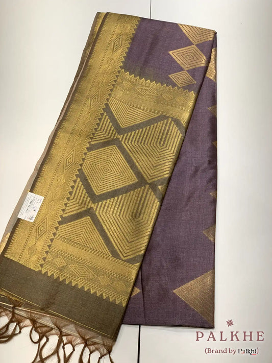 Violet Tussar Silk Geometric
