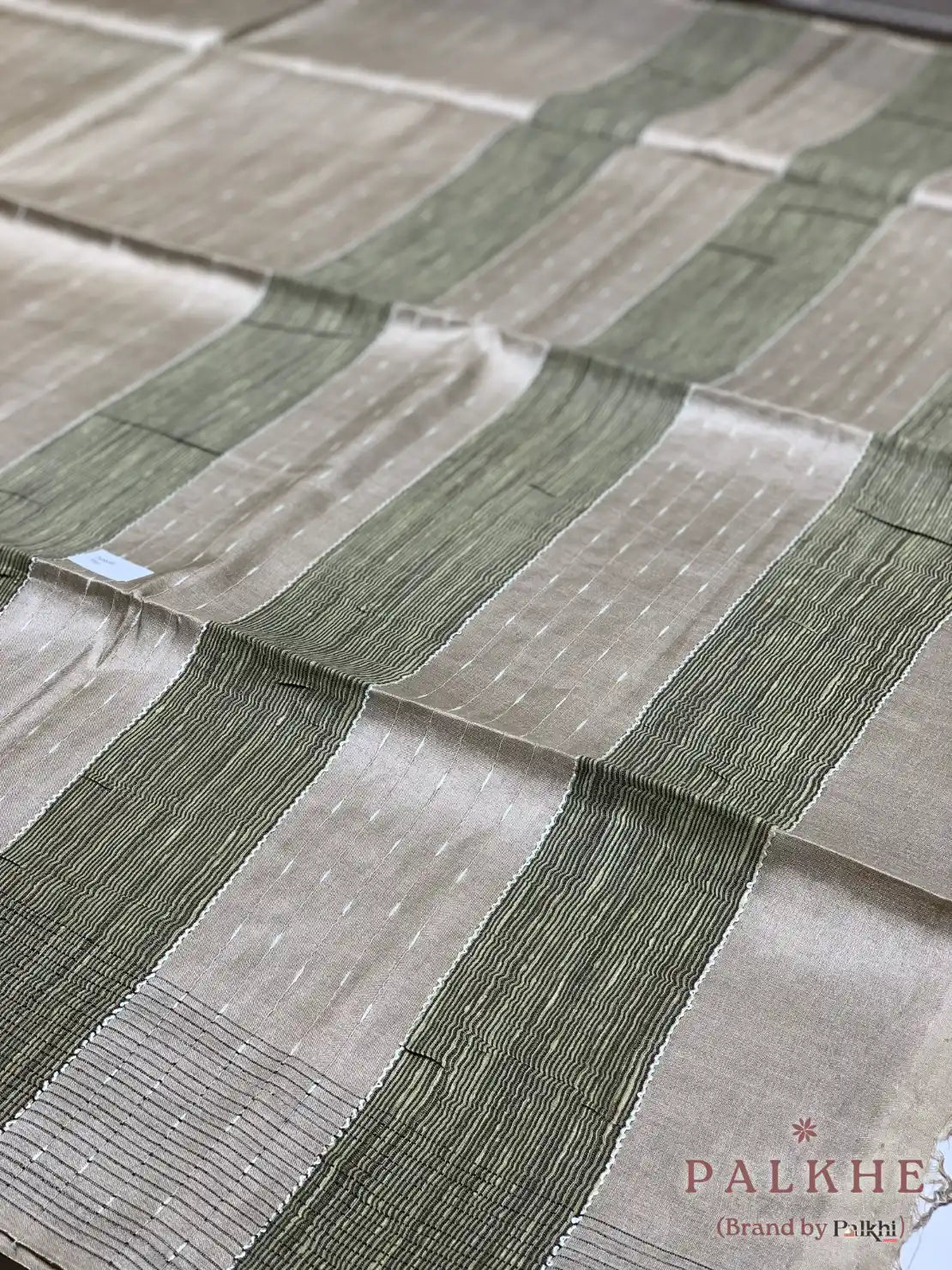 Beige Elegant Minimalist Design in Tussar Silk